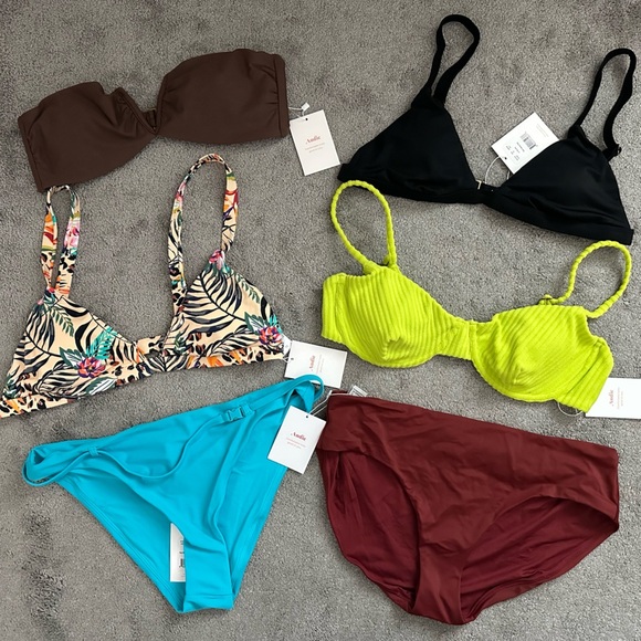 Andie Swim Bikini Bundle 6-piece Hipster Riviera Bermuda Caicos Scala Top Medium - Picture 1 of 8